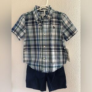 Ralph Lauren Kids Plaid Shirt - Navy and Green